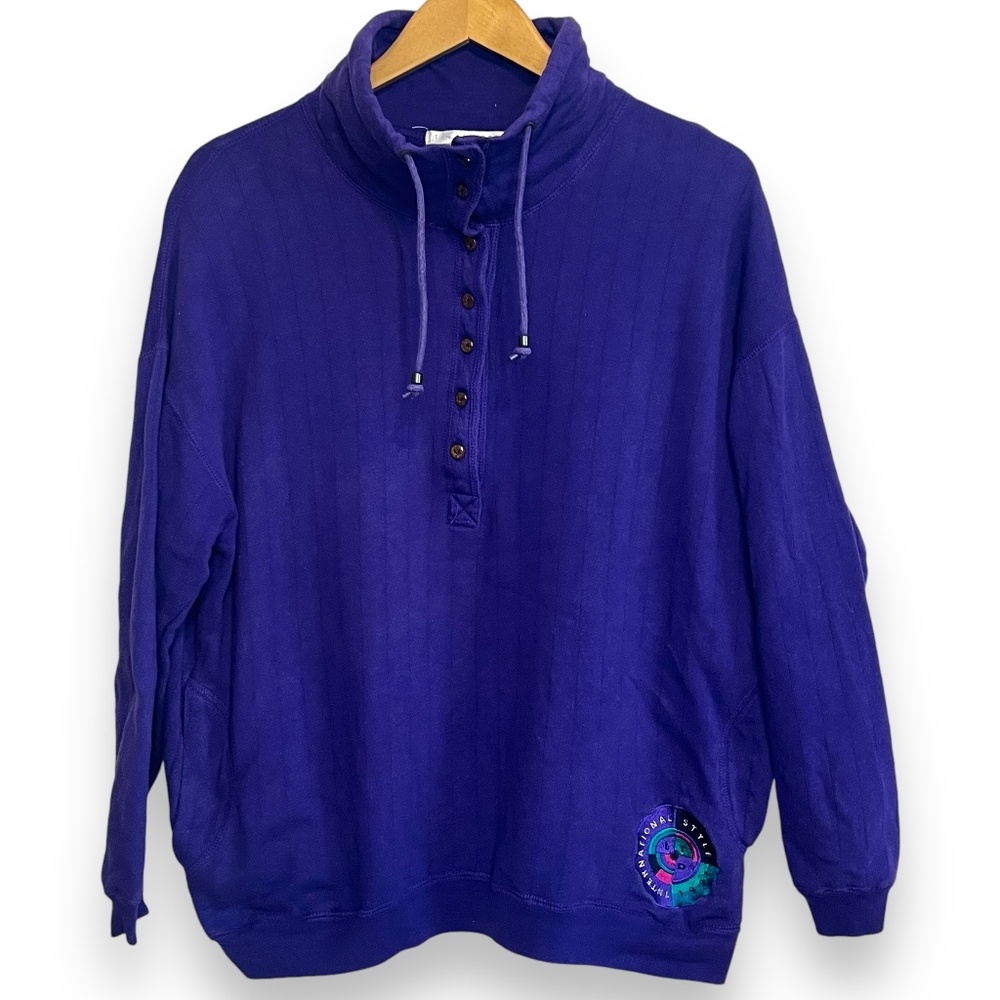 Vintage The Limited Women's Pullover Sweatshirt Top High Neck Size L Purple 90s‎